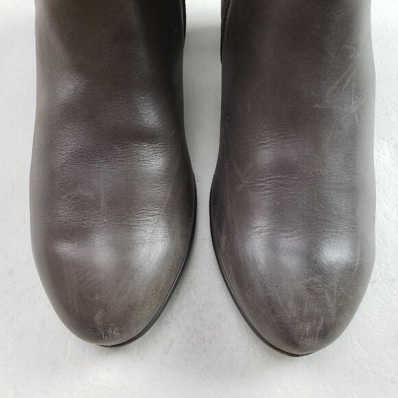 Ecco Sculptured 45 Ankle Bootie Womens 5-5.5 EU 36 Gray Leather Side Zip Heeled - Picture 6 of 14